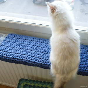 Läs mer om artikeln Virkat överdrag till fönsterbrädan för katten